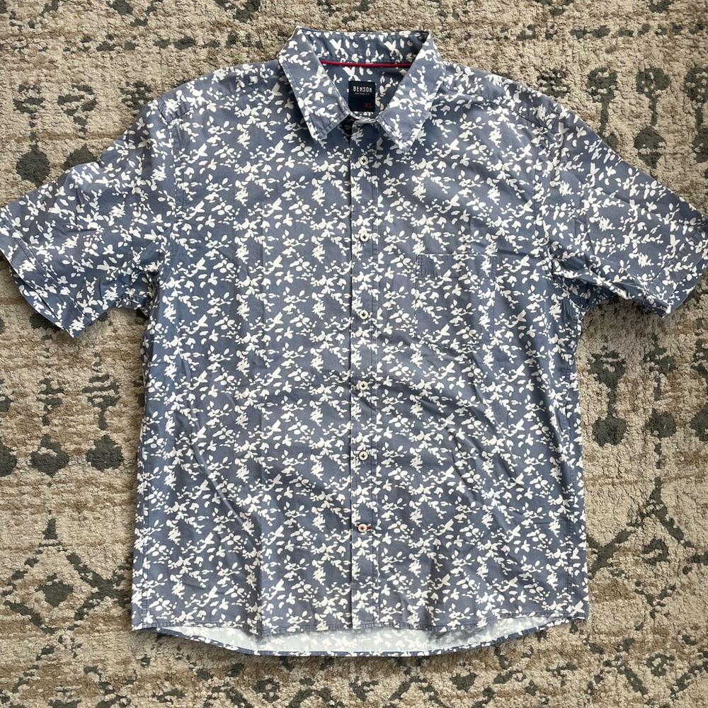 Benson New York Men’s XL Button Down Cotton Casual Pattern Vacation Beach summer